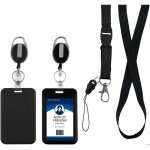 Porte - badge avec cordon r�glable 360� et clip tournant - noir