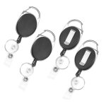 Porte badge enrouleur 4 pcs porte - cls retractablecordon rtractable avec enrouleur de ceinture pour ...