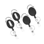 Porte badge enrouleur - noname - 4 pcs - nylon extensible - mousqueton - rtractable jusqu 60 cm