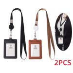 Porte badge - noname - r�tractable en cuir - 2 emplacements - cordon renforc� - design givr�