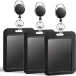Porte - badges - lot de 3 - noir - avec clip en plastique - pour cartes didentit� et cr�dit