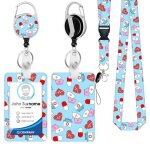 Porte badge - non sp�cifi� - r�tractable - cordon tour de cou - bleu clair - durable