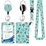 Porte badge - non sp�cifi� - vertical - cordon d�tachable - r�tractable - vert clair
