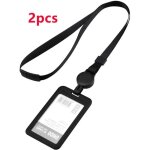 Porte badge - retractable - cordon tour de cou - 2pcs - noir