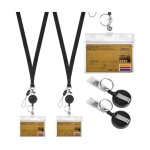 Porte - badge rtractable - non spcifi - lot de 2 - plastique durable - cordon rsistant - tanche