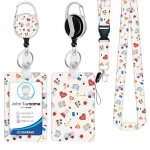 Porte badge - non sp�cifi� - r�tractable - cordon d�tachable - design m�decin - beige