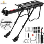 Porte bagage v�lo arri�re vtt arri�re r�glable - hautstore - universel - alliage daluminium - noir