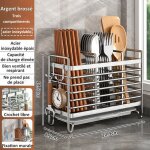 Porte - baguettes en acier inoxydable - support mural ou debout avec plateau d�gouttement amovible?organiseur ...