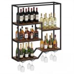Porte - bouteilles mural pour vin costway �tag�re suspendue � 6 niveaux pour bouteilles et porte - verres ...