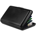 Porte cartes - aluminium - 6 compartiments - anti rfid - protection données - noir Porte cartes - aluminium - 6 compartiments - anti rfid - protection données - noir
