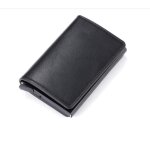 Porte - cartes business id en aluminium et cuir noir ecelen - 10 * 6. 5cm