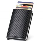 Porte carte crdit - carbon fiber - rfid - automatique pop - up - noir