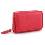 Porte carte femme xjydncg portefeuille femme court porte monnaie femme - trifold - rouge