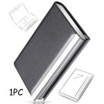 Porte - cartes de visite - - - cuir alliage daluminium acier inoxydable - noir