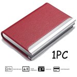 Porte - cartes de visite - cuir - rouge - rfid - tui lgant - fermeture magntique