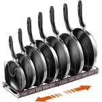 Porte casseroles 2 en 1 organiseur de pole rangement casserole range assiette support avec 7 compartiments ...