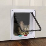 Porte pour chat ou chien - blanc - taille l - 4 modes de verrouillage - mat�riau durable - installation ...
