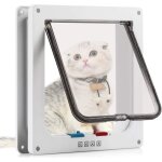 Mtevotx chatire pour chats - porte pour chat avec tunnel - magntique  2 voies - blanc - plastique