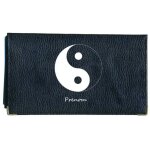 Porte ch�quier porte carte en cuir noir ying yang personnalise avec votre prenom