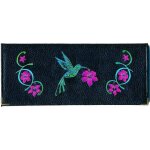 Porte ch�quier long portefeuille porte carte en cuir noir motif colibri