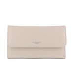Porte chquier portefeuille tout en un  rabat femme - pur saffiano - beige - flora co paris