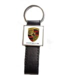 Porte - cl�s acier - simili cuir classic - porsche blanc