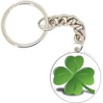 Porte cl� badge bonheur trefle a 4 feuilles vert id�e cadeau personnalis�