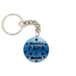 Porte cl� badge meilleur papa du monde fond bleu id�e cadeau personnalis�