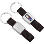 Porte cls - bmw - m - cuir simili - surpiqre rouge - taille 9x2 cm