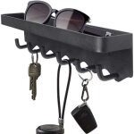 Porte cls murale - amoune - support clef noir - 6 crochets - etagre - design contemporain