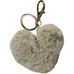 Porte cl�s peluche - coeur gris - 8x8x8 cm - pour enfants � partir de 3 ans