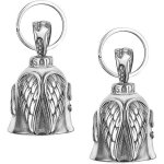 Porte clef moto - guardian bell - 2 pi�ces - m�tal - argent - accessoire de chance