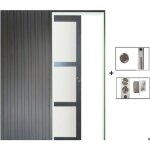 Porte coulissante blakeria vitree ral7016 h204 x l73 + systeme a galandage (sans kit finition)