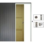 Porte coulissante bois ayous 3 panneaux h204 x l73 + systeme a galandage (sans kit finition)