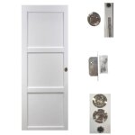 Porte coulissante korya blanc 3 panneaux h204 x l93 + serrure  condamnation