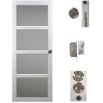 Porte coulissante tana blanc vitree h204 x l73 + serrure  condamnation