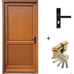 Porte dentree bois pleine eyden h215xl90 pgauche + poignee et barillet (ref010723no) cote tableau