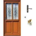 Porte dentree bois vitree syrah h215xl90 p droit + poignee et barillet (ref 010403fp) cote tableau