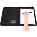 Porte - documents confrencier a4 zipp en similicuir business - noir - pvc - (h) 34cm x (l) 25cm