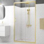 Porte de douche coulissante 120x200cm - profilés or doré brossé - verre trempé 6mm - goldy crush Porte de douche coulissante 120x200cm - profilés or doré brossé - verre trempé 6mm - goldy crush