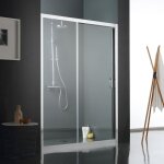 Paroi fixe avec paroi mobile reversible pour douche en niche 130 cm
