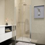 Porte de douche double battante renno 6 mm transparent chrome l 900 mm h 1950 mm