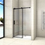 Porte de douche noire 120x200cm porte de douche coulissante en 8mm verre anticalcaire installation en ...