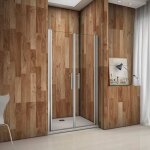 Porte de douche pivotante 90x185 cm verre anticalcaire installation en niche