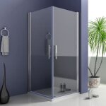 Porte de douche pivotante 90x90x185cm - verre tremp - traitement anticalcaire - rversible