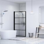 Porte de douche pivotante vidaxl en verre tremp noir 91x195 cm