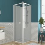 Porte de douche pivotante ajustable de 69 � 80cm en alu. blanc et verre transparent - whity pivot