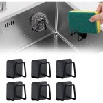 Porte Éponge - cuisine - acier inoxydable 304 - auto - adhésif - 6 pcs - noir Porte Éponge - cuisine - acier inoxydable 304 - auto - adhésif - 6 pcs - noir