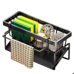Porte - �ponge inox mtvxesu avec bac amovible rangement savon / brosse / lavette pour �vier cuisine label ...
