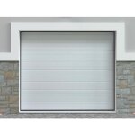 Porte de garage sectionnelle effet rainur blanc avec moteur somfy l254 x h218 cm - noria